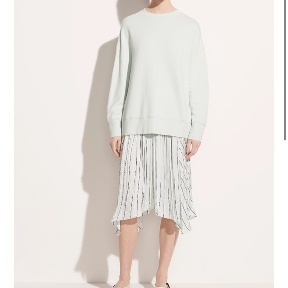 🆕🔥 VINCE STRIPED GAUZE PANEL SKIRT MINT GREEN NWOT SIZE LARGE🔥 - Picture 3 of 7